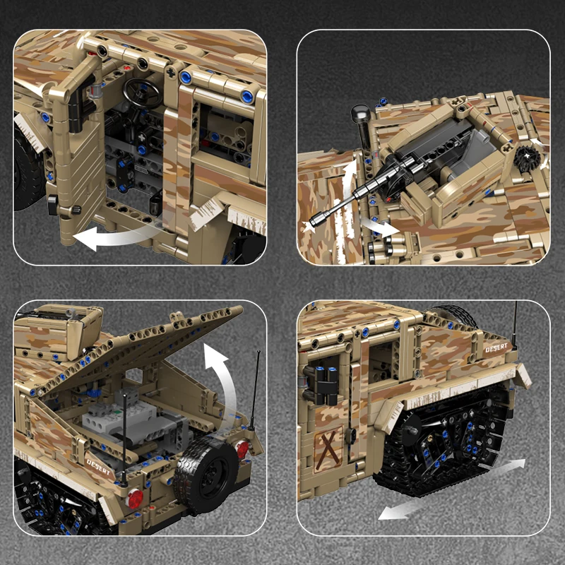 Mould King 20047 Ferngesteuerter Wüsten-Humvee-Bausatz | 2,094 Teile – Bild 6