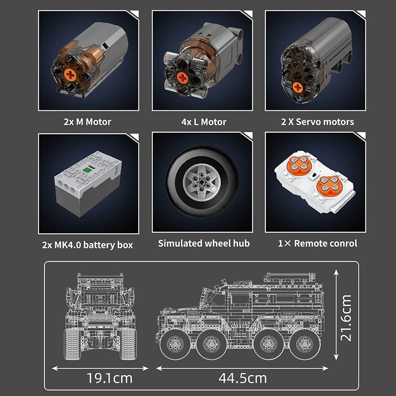 Mould King 13088S Avtoros Shama Ferngesteuerter 8WD Truck Bausatz | 3,062 Teile – Bild 6