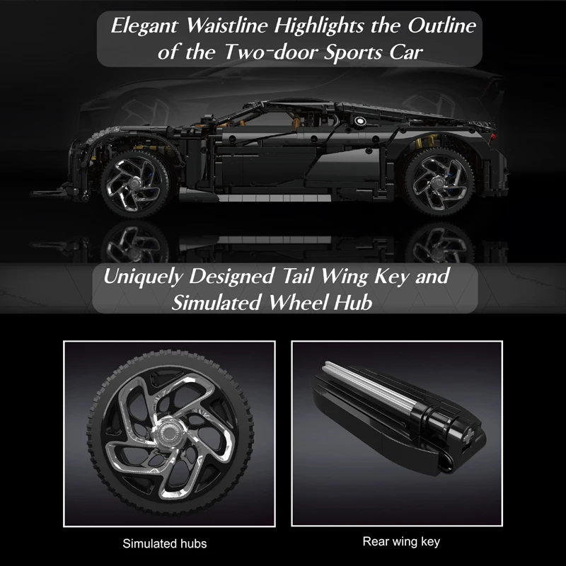 Mould King 13163 Voiture Noire Ferngesteuertes Hyper-Car-Bauset | 4,800 Teile – Bild 5