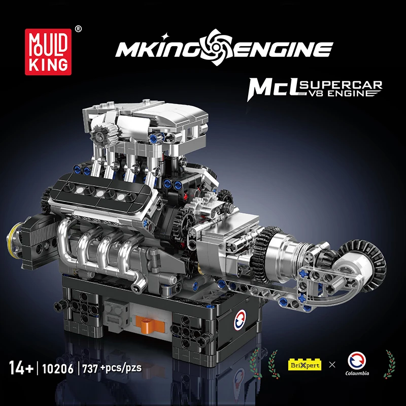 Mould King 10206 Turbolader-V8-Motor-Bausatz | 737 Teile – Bild 3