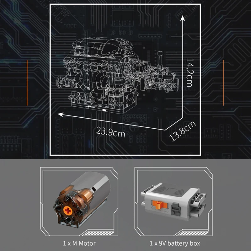 Mould King 10226 V12 Supercar-Motor mit Getriebe Bausatz | 863 Teile – Bild 6