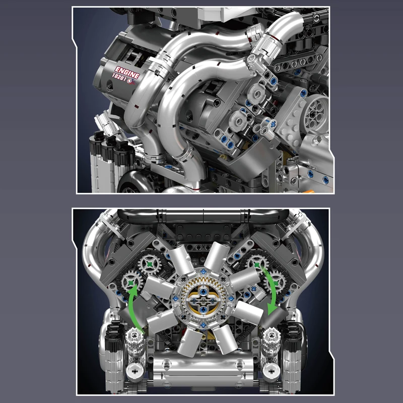 Mould King 10201 Motorisiertes Hypercar W16 Motor & Getriebe Bausatz | 2,024 Teile – Bild 5