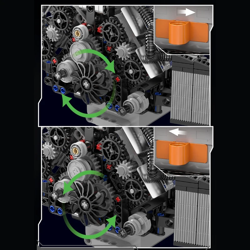 Mould King 10230 W12 Twin Turbo Motor Modellbausatz | 871 Teile – Bild 4