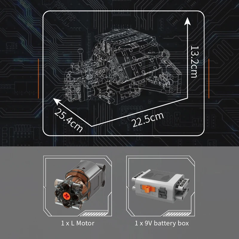 Mould King 10230 W12 Twin Turbo Motor Modellbausatz | 871 Teile – Bild 6