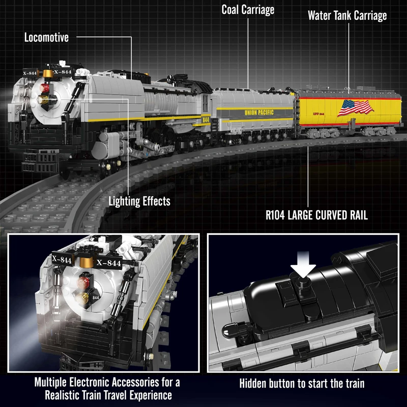 Mould King 12031 Union Pacific 844 Dampflokomotive Bausatz | 3,357 Teile – Bild 2