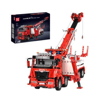 MOULD KING 17027 RC Abschleppwagen Bausatz – 4.883 Teile, 1:8 Rettungsfahrzeug mit Kran und Fernsteuerung